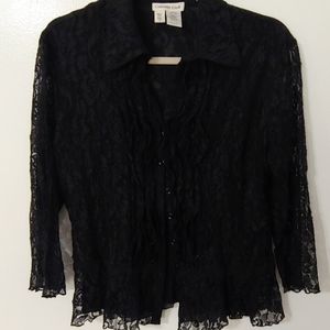 Button up Black lace blouse Size 4
